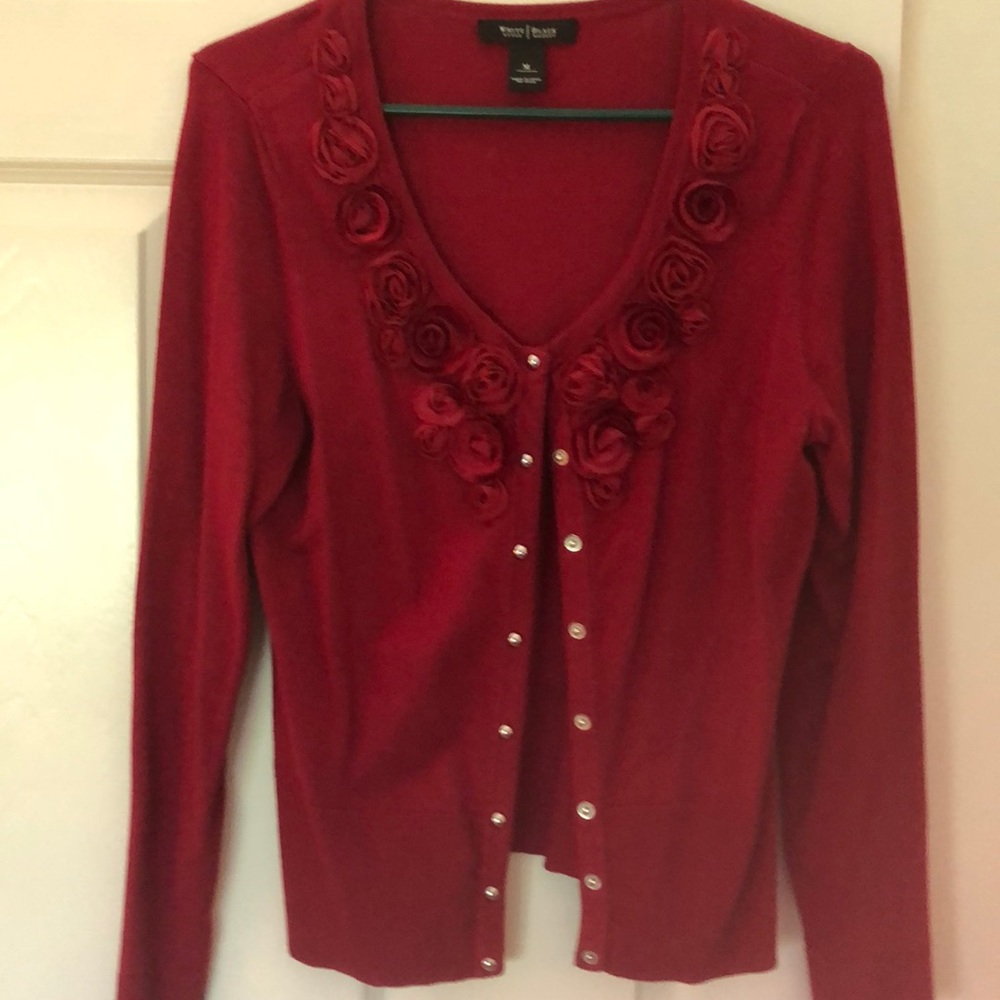 White House Black Market Rosette Cardigan
